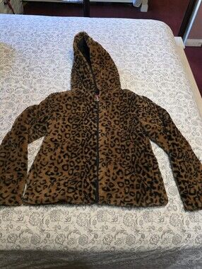 GUESS LEOPARD PRINT HOODY JACKET